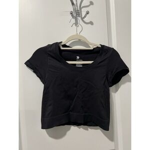 All In Motion Cropped Short Sleeve Athletic Top‎ Size Medium Black Womens
